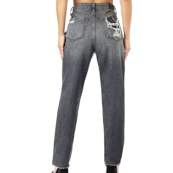 Hidden Zoey Mom Tapered Jeans Ripped High Rise Gray Busted Knee Size 25 - Picture 2 of 12